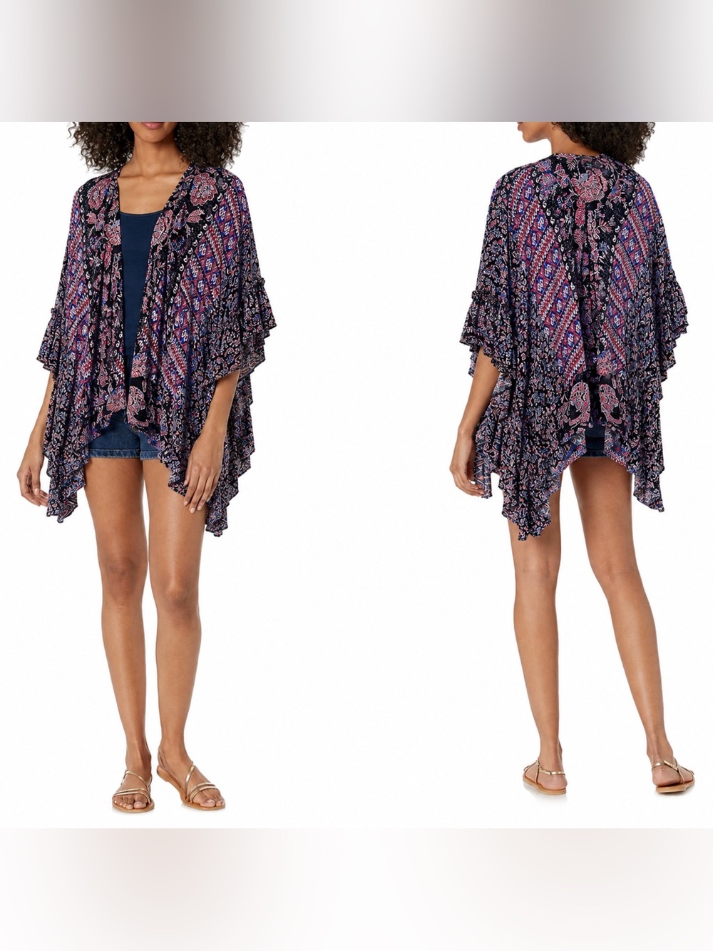 Angie Multicolor Bohemian Floral Kimono Size S